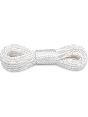 10 Metre Beyaz Naylon Ip 3 Mm, Çok Amaçlı Dayanıklı Çamaşır Ipi, Kamp Bahçe Balkon Hamak ve Taşıma Sabitleme Ipi, Dayanıklı Çamaşır Ipi Kalın, Asma Ipi Güçlü Halat Ip, Sağlam Ip, Kaliteli
