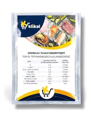 Ev Tipi Çok Katmanlı Gofrajlı Vakum Poşeti 100 Adet (Seçenekli) (20X26 Cm)
