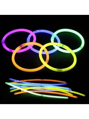 Fosforlu Neon Glow Stick LED Bileklik - Çubuk 100'LÜ Paket