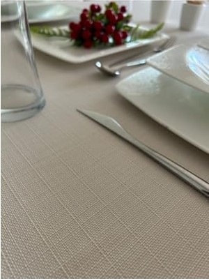 Masa Örtüsü — Leke Tutmaz Dertsiz Yuvarlak Assos Krem, 180 x 180
