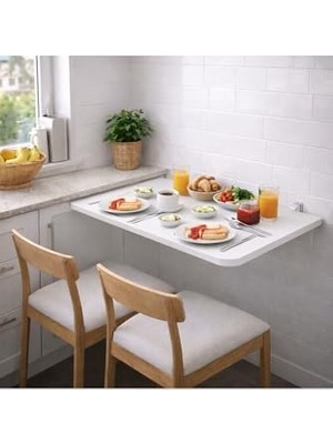Açılır Kapanır Çalışma Masası Mutfak Masası Katlanır Duvar Masası Beyaz 45X100