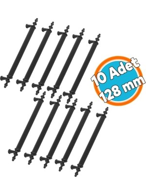 (10 Adet) Çekmece Dolap Kapak Kulpu Kulbu 128 mm Mat Siyah Metal Kulp