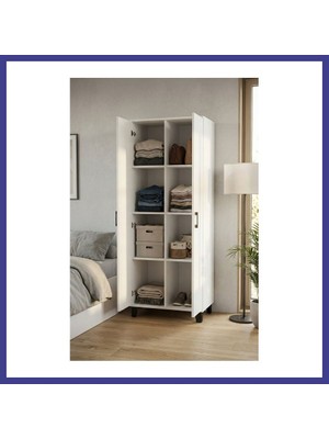 Bezos 8 Gözlü Kiler Dolabı Beyaz 70 cm Mrl