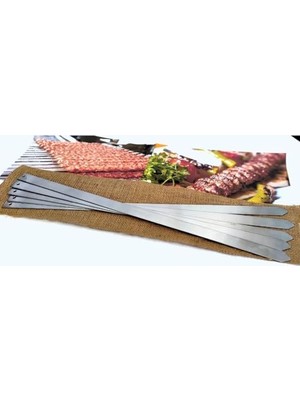 6 Adet Profosyonel Paslanmaz Metal Kıyma Şiş (Adana-Urfa-Antep Kebap Şişi)