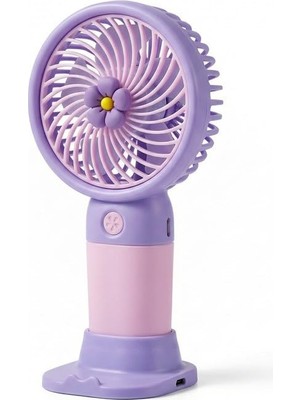 Marmara Avm El Fanı, Çiçek Tasarımlı Taşınabilir Şarjlı Mini, Mor/pembe DD5017AMP