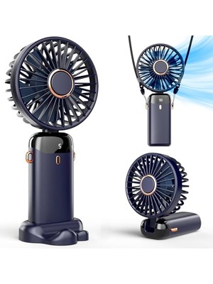 Marmara Avm Taşınabilir El Vantilatörü, Pille Çalışan Fan, Tabanlı, 8 Saat, Dijital Ekran, 5 Hız, 90° Ayarlanabilir, Şarj Edilebilir Mini Fan, Dış Mekan Iç Mekan Için