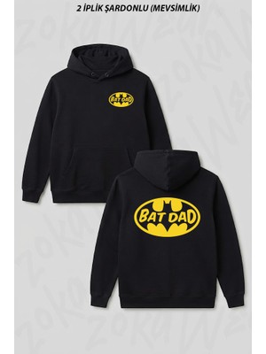 Zoka Wear Batman Bat Dad Babalar Gunu Ön Arka Baskılı Kapüşonlu Sweatshirt