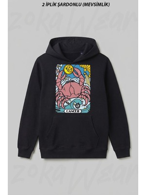 Zoka Wear Yengec Burcu2 Ön Baskılı Kapüşonlu Sweatshirt