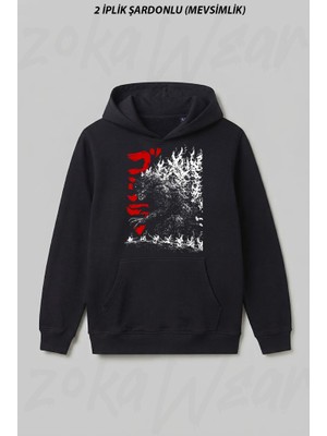 Zoka Wear Gojira Millenium Godzilla 2000 Minus 1 Shin Ön Baskılı Kapüşonlu Sweatshirt