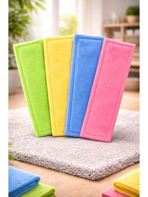 Kadıoğlu Ticaret 4 Adet 40 cm Mop Yedek Bezi Mikrofiber Mop Bezi Mop Yedeği