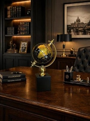 Kadıoğlu Ticaret Sleepnova Lux Gold Siyah ve Altın Renkli Dekoratif Dünya Küresi