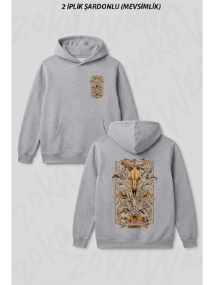 Zoka Wear Koc Burcu Aries Astoloji Gotik Burc Ön Arka Baskılı Kapüşonlu Sweatshirt