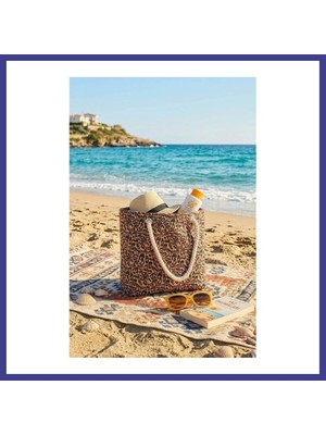 Bezos Büyük Boy Plaj Çantası 40×30 cm - Fermuarlı Günlük Omuz, Alışveriş ve Tatil Çantası Mrl