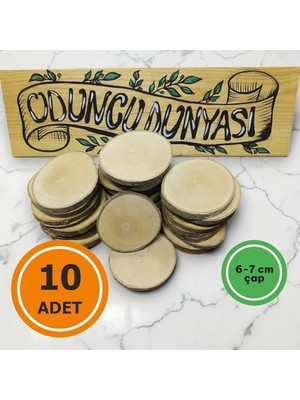 Trendexa Oduncudünyası 6-7 cm (10 Adet) Doğal Ahşap Odun Kütük Dilimi Dişbudak