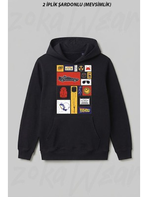 Zoka Wear Back To The Future 35TH Anniversary Icon Panels Ön Baskılı Kapüşonlu Sweatshirt