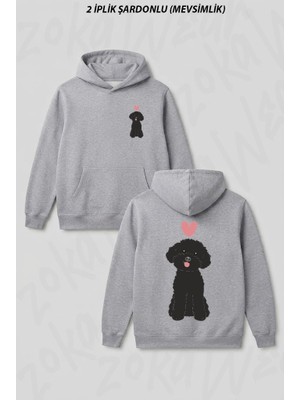 Zoka Wear Love Black Toy Poodle Ön Arka Baskılı Kapüşonlu Sweatshirt