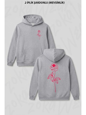Zoka Wear Gul Baskili Ön Arka Baskılı Kapüşonlu Sweatshirt