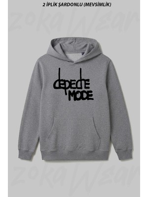 Zoka Wear Depeche Mode Bas Ön Baskılı Kapüşonlu Sweatshirt