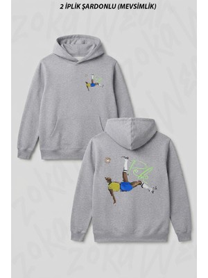 Zoka Wear Brasil Futbol Pele Ön Arka Baskılı Kapüşonlu Sweatshirt