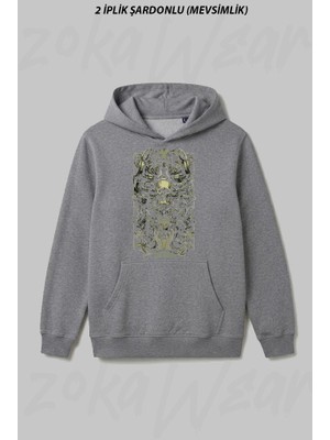 Zoka Wear Yengec Burcu Cancer Astoloji Gotik Burc Ön Baskılı Kapüşonlu Sweatshirt