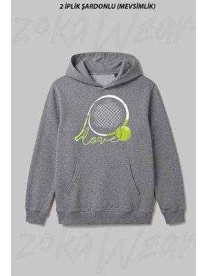 Zoka Wear Tenis - Love The Ball Ön Baskılı Kapüşonlu Sweatshirt
