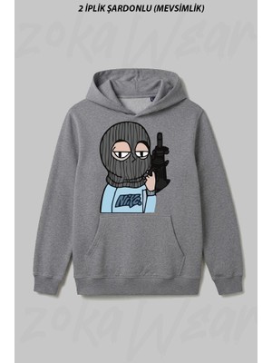 Zoka Wear Mafya Baskili Ön Baskılı Kapüşonlu Sweatshirt