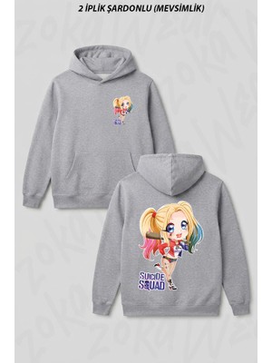 Zoka Wear Suicide Squad Harley Quinn Anime Tasarim Ön Arka Baskılı Kapüşonlu Sweatshirt