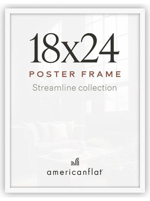 Parlak Pleksiglaslı 18X24 Poster Çerçevesi - Streamline Koleksiyonu - Duvar Ekranı Için Ince Bordür Resim Çerçevesi - Asma Donanımı Dahildir - Beyaz
