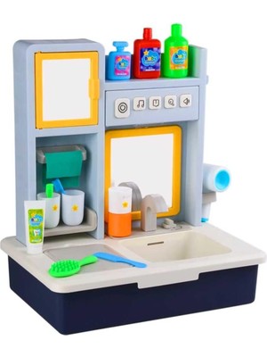 Eğitici Modern Banyo Seti, Işıklı ve Müzikli, Gerçek Su Akışlı, Saç Kurutma Makinesi Dahil, 14+Yaş