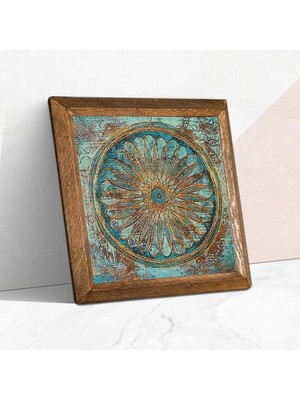 Yaşam Çiçeği Taş Duvar Tablosu - Ahşap Çerçeveli Taş Tablo - 25X25 cm - Dekoratif Duvar Sanatı - Modern Ev ve Ofis Duvar Dekoru W1-187