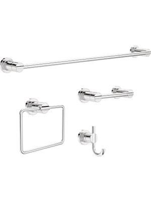 NIC64-PC Nicoli 4 Parça Banyo Donanım Kiti, Cilalı Krom