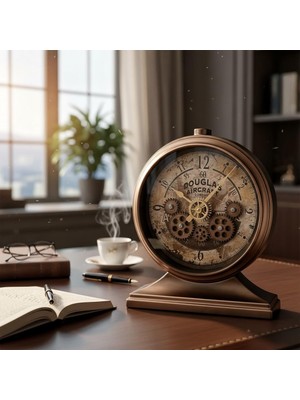 Douglas Vintage Masa Saati | Retro Mekanik Detaylı Dekoratif Saat, Ofis ve Ev Aksesuarı Hediyelik
