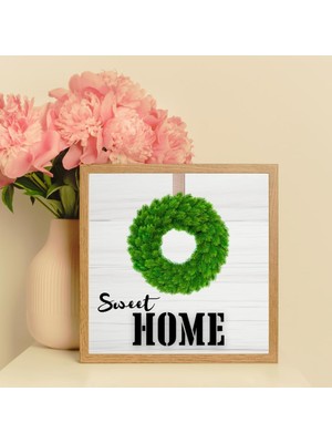 Sweet Home Iskandinav Tarz Gerçek Ahşap Çerçeveli Dresuar Mutfak Kahve Köşesi Dekor Tablo (25 * 25 Cm)