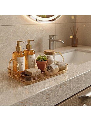 Banyo Düzenleyici Organizer Banyo Rafı (Amber Sarı)
