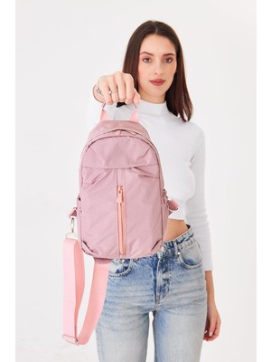 Su Itici Kumaş Çapraz Askılı Omuz ve Bel Çantası, Unisex, Günlük Kullanım Için Hafif ve Kullanışlı Çanta (Pudra)