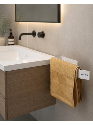 Havluluk Mat Beyaz Paslanmaz Çelik 33X6X5 cm Toz Kaplamalı Vidalı Dikdörtgen
