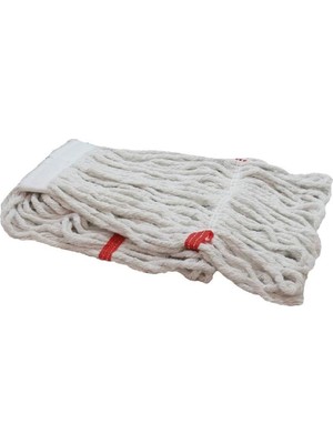 Geniş Yedek Islak Mop Paspas Ucu Başlığı Püskül - Pamuklu - 320 Gram. - 25 Cm. - Beyaz