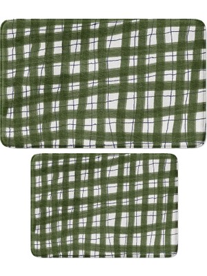 Sevimli Tasarımlı Mikrofiber 2'li Takım Banyo Paspası, Kaymaz Taban, Makinede Yıkanabilir (40X60_50X80)