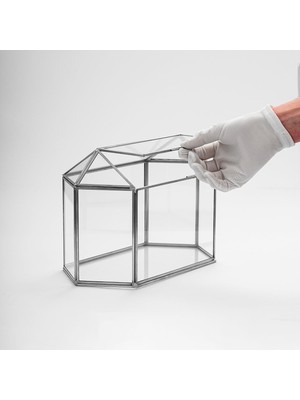 30X15X20CM Gümüş Geometrik Teraryum Cam Fanus Takı Aksesuar Çikolata Kutusu Dekoratif Yapımı