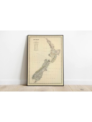 Pegziz PGZZNM2668 Yeni Zelanda Haritası Sanatsal Duvar Dekorasyon Poster 60X90CM