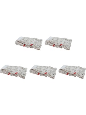 Dar Yedek Islak Mop Paspas Ucu Başlığı Püskül -17 Cm. -Pamuklu -350 Gram. -Beyaz - 5 Adet