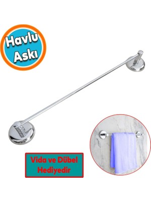 Metal Havluluk Krom Bez Havlu Asma Askısı Aparatı 42 cm Banyo Lavabo Vidalı Askılık Sağlam Askı