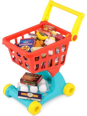 Pretend Shopping Playset – Play Market & Cart – 29 Play Food Items – Play Kitchen Accessories – 2 Yıl + – Alışveriş Günü Bakkal Sepeti