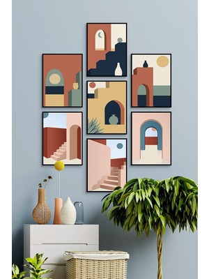 Çerçevesiz Çerçeve Görünümlü Minimal Abstract7 Parça Mdf Yeni Yıl Tablo Seti Modern New Year ÖZC-MDF7H
