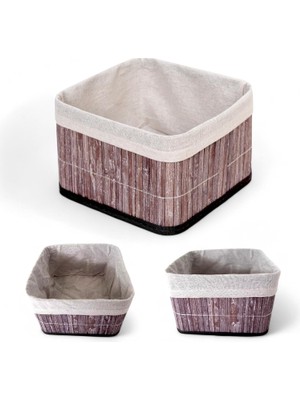 Bambu Çok Amaçlı Saklama Kutusu Düzenleyici Kare Organizer, Dekoratif Bambu Düzenleyici Gri (20X20X13CM)