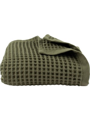 Püskül 1-Adet Lüks Waffle Banyo Havlusu, 100% Pamuk Emici Yumuşak Hızlı Kuruyan Yüksek Kaliteli Waffle Dokuma Havlu, Spa & Plaj Havlusu (Haki Yeşil, P