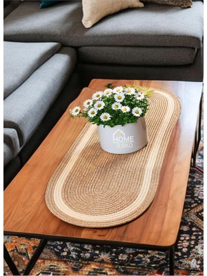 Doğal, Naturel, Jüt, Hasır, Amerikan Servis, Runner, Sehpa Runneri, Masa Runneri, Servis Takımı Hasır-Bej