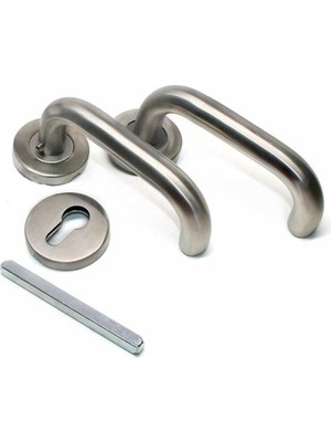 Arpat 304 Paslanmaz Çelik Baston Rozetli Kapı Kolu, Inox, Yale Uyumlu