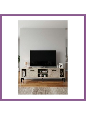 Bezos Linya Tv Sehpası Suntalam Ekru 160X35 cm Rengaren