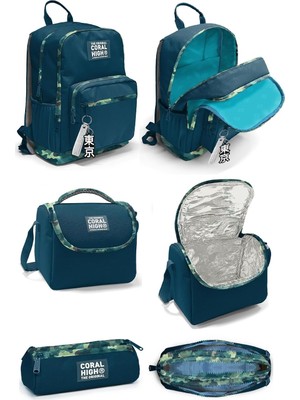 Kamuflaj Desenli 3'lü Set Okul Sırt Çantası, KRAL163416KRTSY